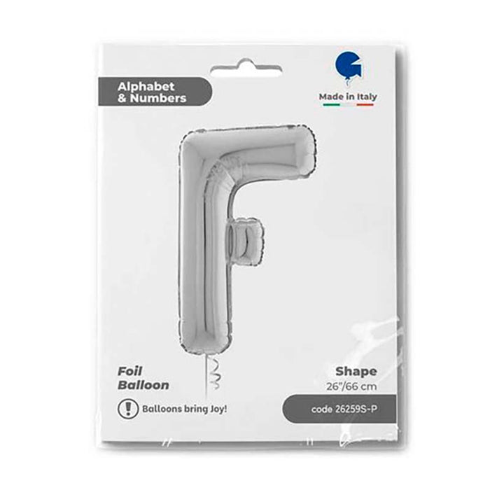 Riesenbuchstabe Folienballon 26"/66cm | Silber #F