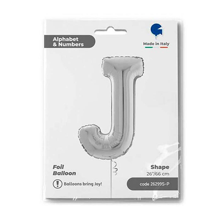 Riesenbuchstabe Folienballon 26"/66cm | Silber #J