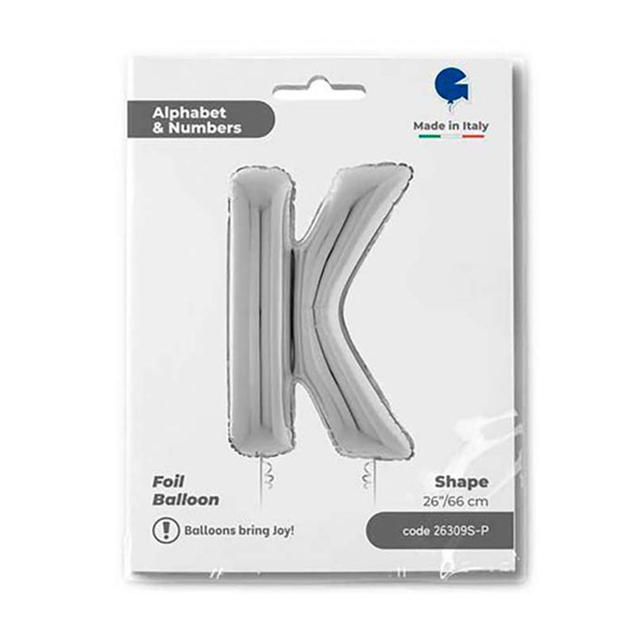 Riesenbuchstabe Folienballon 26"/66cm | Silber #K