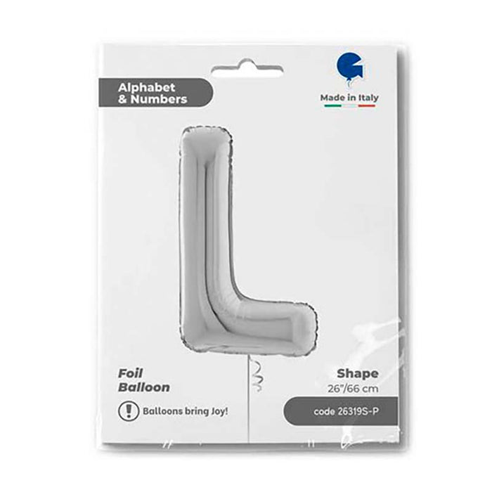 Riesenbuchstabe Folienballon 26"/66cm | Silber #L