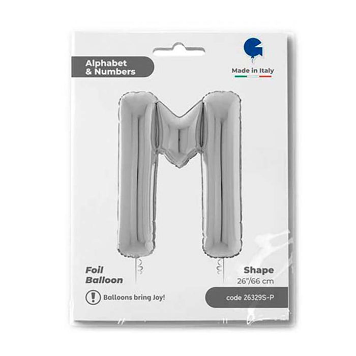 Riesenbuchstabe Folienballon 26"/66cm | Silber #M