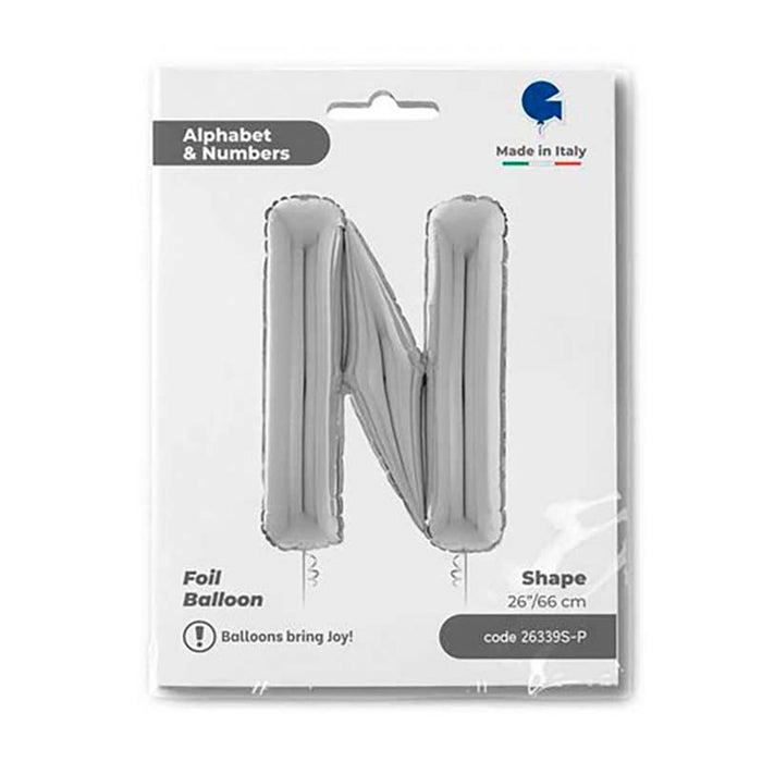 Riesenbuchstabe Folienballon 26"/66cm | Silber #N