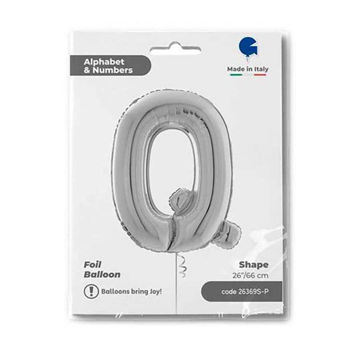 Riesenbuchstabe Folienballon 26"/66cm | Silber #Q