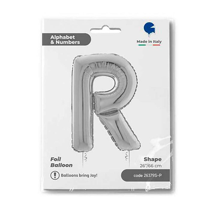 Riesenbuchstabe Folienballon 26"/66cm | Silber #R