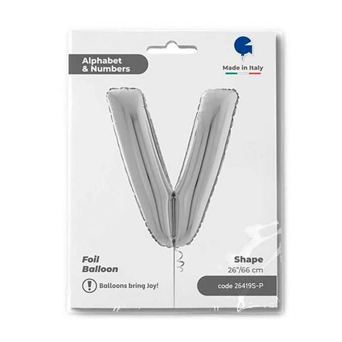 Riesenbuchstabe Folienballon 26"/66cm | Silber #V