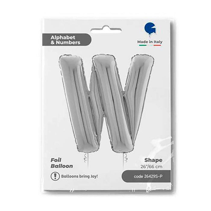 Riesenbuchstabe Folienballon 26"/66cm | Silber #W