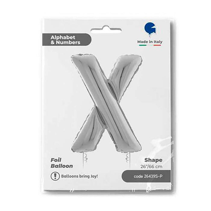Riesenbuchstabe Folienballon 26"/66cm | Silber #X