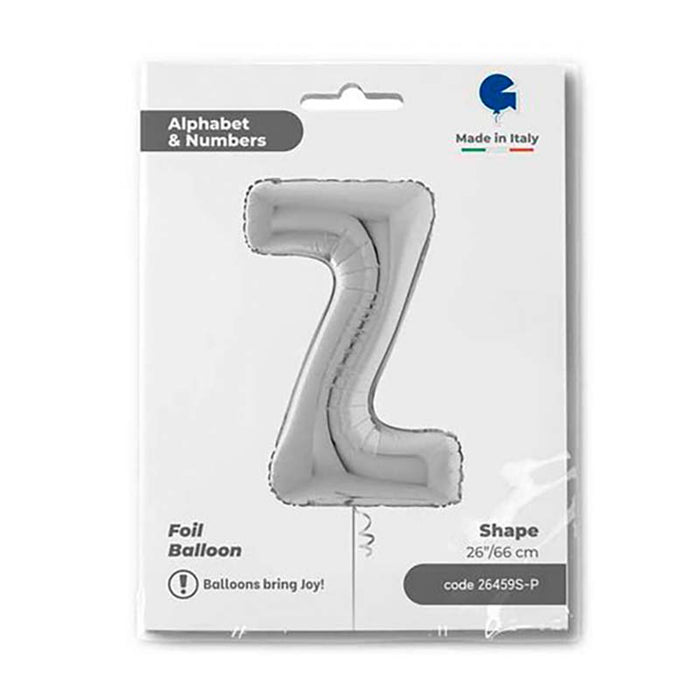 Riesenbuchstabe Folienballon 26"/66cm | Silber #Z