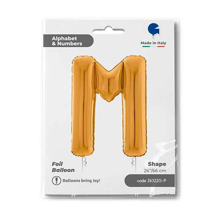 Riesenbuchstabe Folienballon 26"/66cm | Gold #M