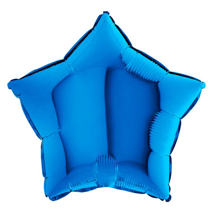 18"/Ø46cm Folienballon Lose - Uni Stern | Blau