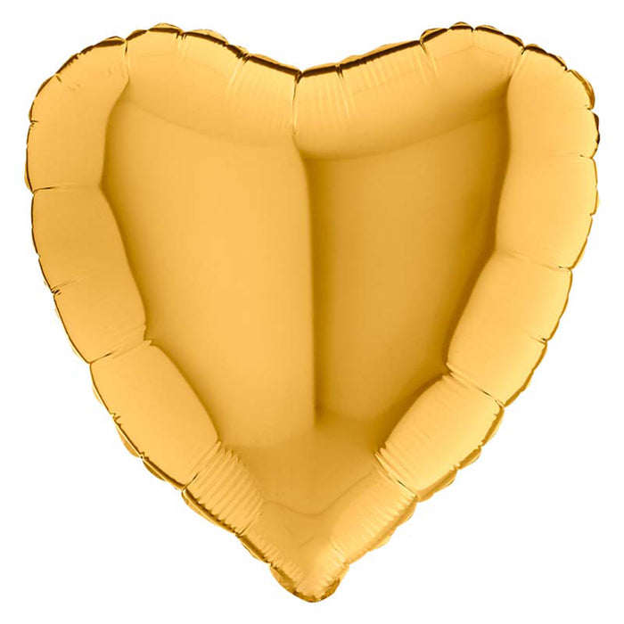 18"/Ø46cm Folienballon Lose - Uni Herz | Gold 5