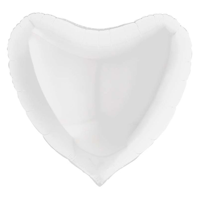 36"/Ø91cm Folienballon Lose - Uni Herz | Weiß