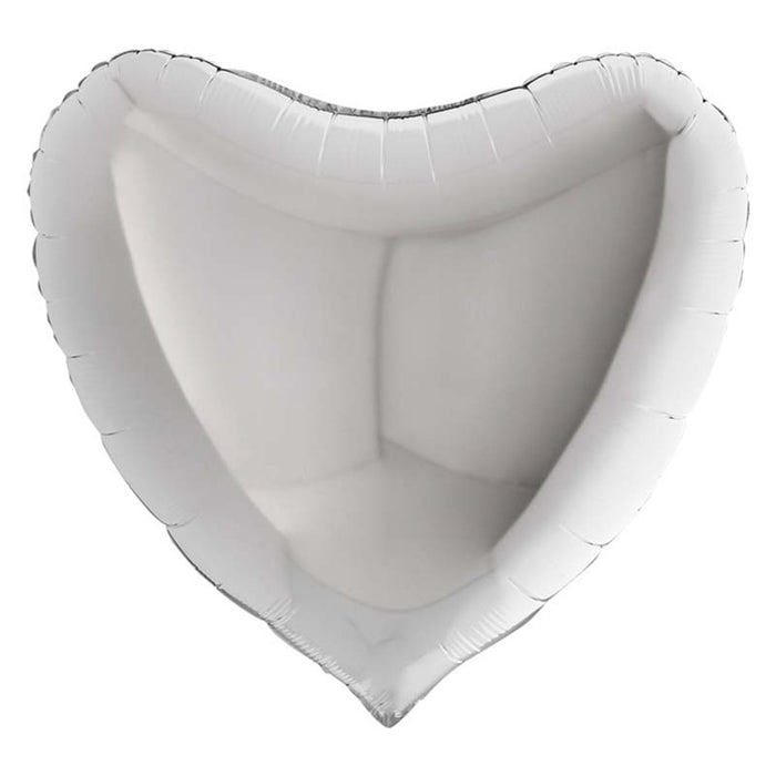 36"/Ø91cm Folienballon Lose - Uni Herz | Silber