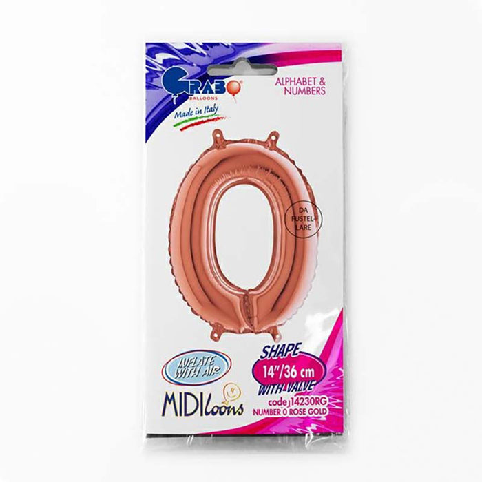 ABC Mini Zahlen Folienballon 14"/36cm | Rosegold #0