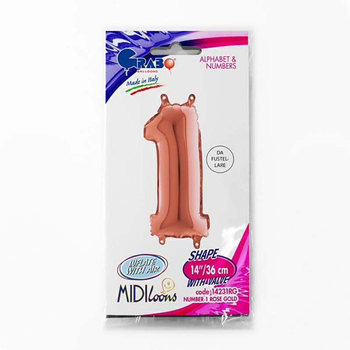 ABC Mini Zahlen Folienballon 14"/36cm | Rosegold #1
