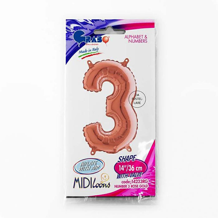 ABC Mini Zahlen Folienballon 14"/36cm | Rosegold #3