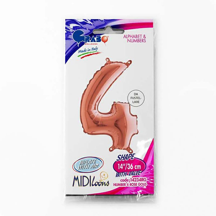 ABC Mini Zahlen Folienballon 14"/36cm | Rosegold #4