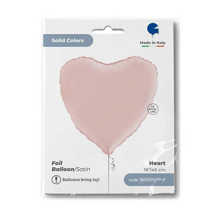 ABC18 Herz Folienballon Uni | Ø 46 cm Pink Pastel Satin