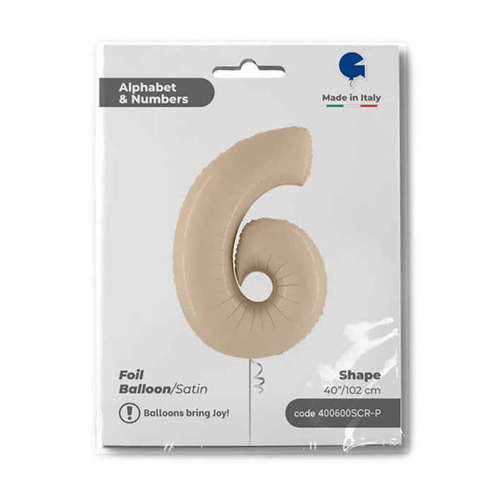 Riesenzahl Folienballon 40"/102cm | Satin Cream #6