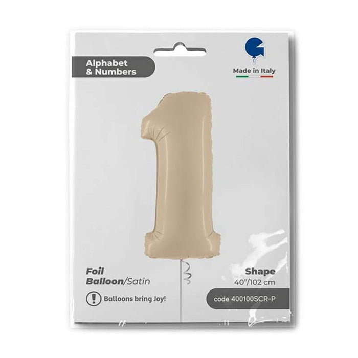 Riesenzahl Folienballon 40"/102cm | Satin Cream #1