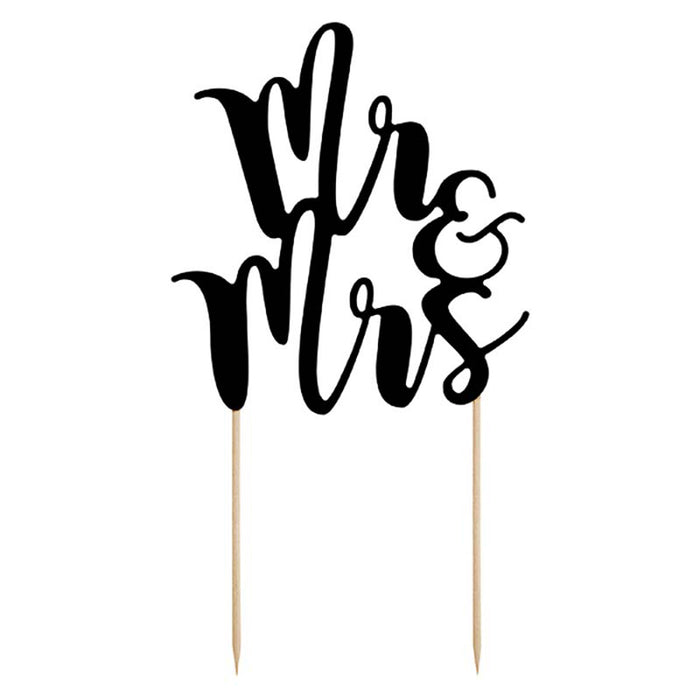 Tortendeko Hochzeit "Mr & Mrs" 25,5cm | Schwarz