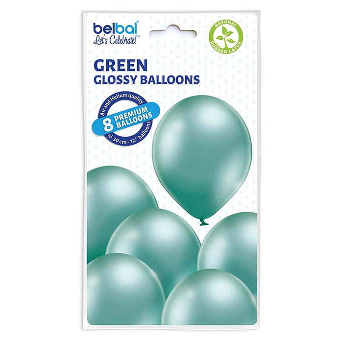 8 Luftballons Uni Glossy Ø30/33cm | Grün