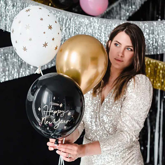 6 Stk. Luftballon Ø30cm "Happy New Year"