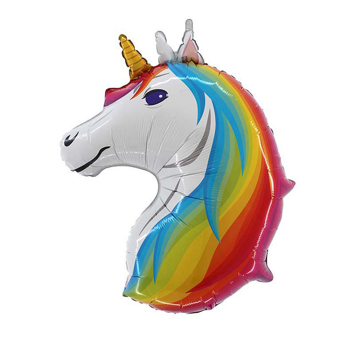 Folienballon Lose - Einhornkopf Regenbogen Bunt | 27" Non-Metallic