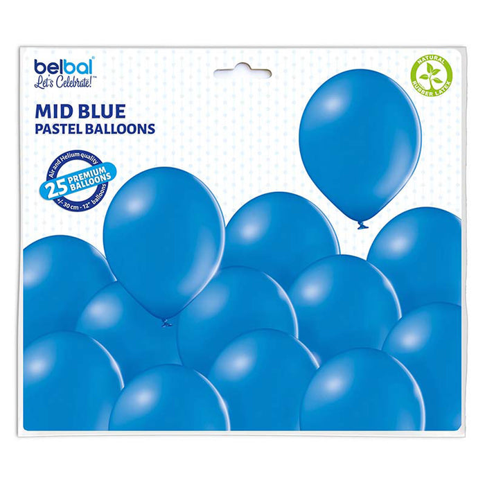 25 Stk. Luftballon Unifarben Ø 30cm | Mittelblau #012