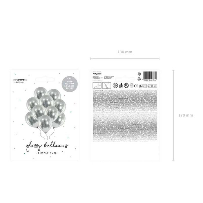 10 Stk. Luftballon Ø30cm "Uni Glossy" | Silber