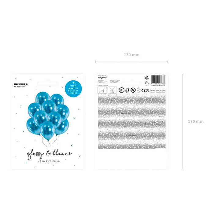 10 Stk. Luftballon Ø30cm "Uni Glossy" | Blau