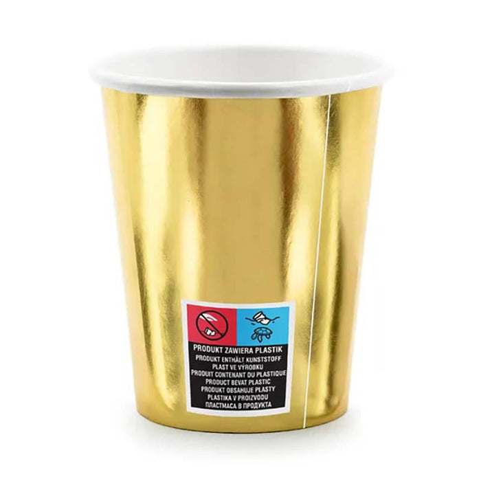 Pappbecher Happy Birthday #18 220ml/6Stk. Gold