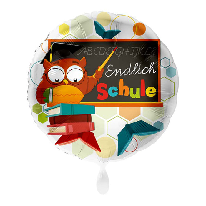 ABC18 Folienballon "Endlich Schule" Eule | Ø 43 cm