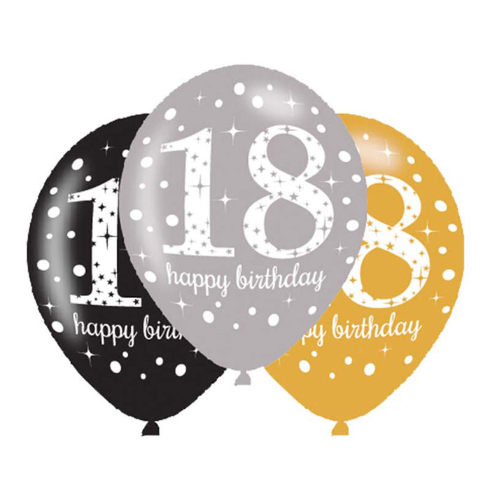 Latexballon Happy Birthday 18 ca.27,5cmØ/6St.