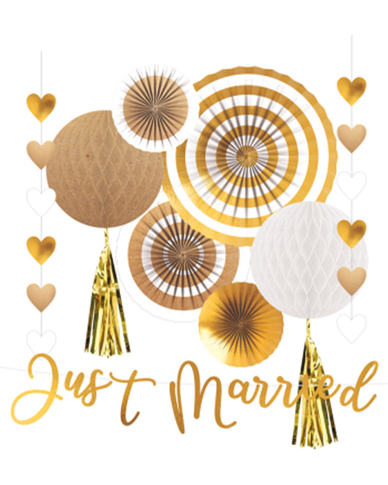 Party Dekorationsset "Hochzeit" 9-tlg. | Gold