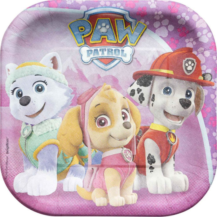 Pappteller Quadratisch 18cm/8St. Paw Patrol Pink