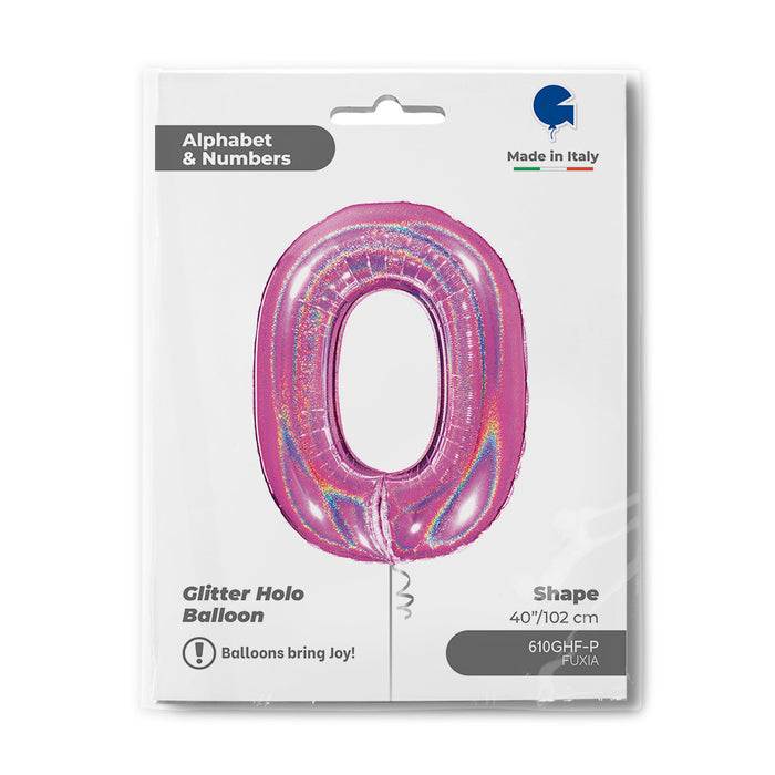 Riesenzahl Folienballon 40"/102cm | Holo Pink #0