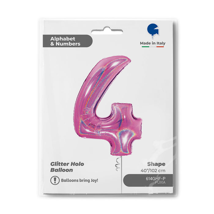 Riesenzahl Folienballon 40"/102cm | Holo Pink #4
