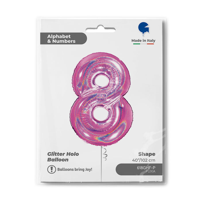 Riesenzahl Folienballon 40"/102cm | Holo Pink #8