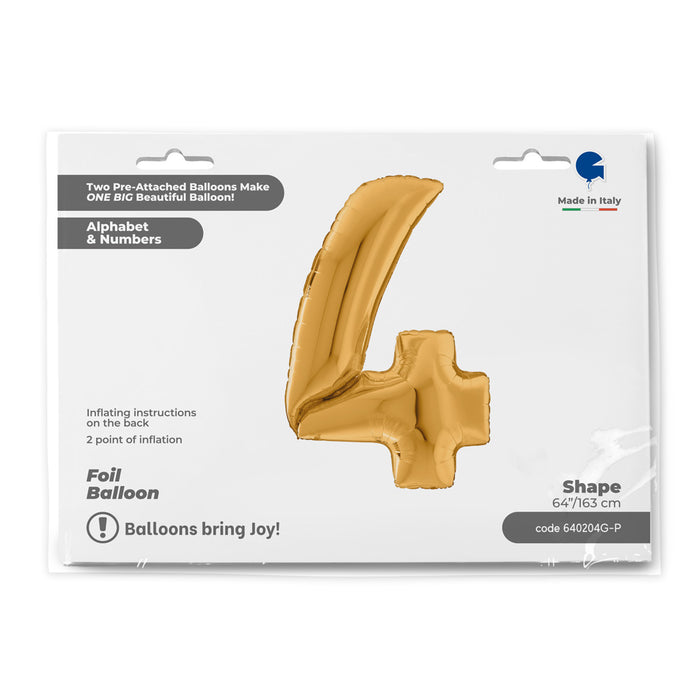 Riesenzahl Giant - Folienballon  64"/162cm - Gold #4