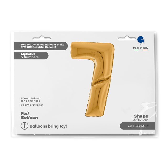 Riesenzahl Giant - Folienballon  64"/162cm - Gold #7