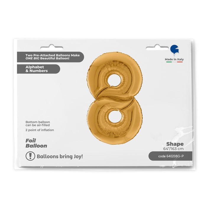 Riesenzahl Giant - Folienballon  64"/162cm - Gold #8
