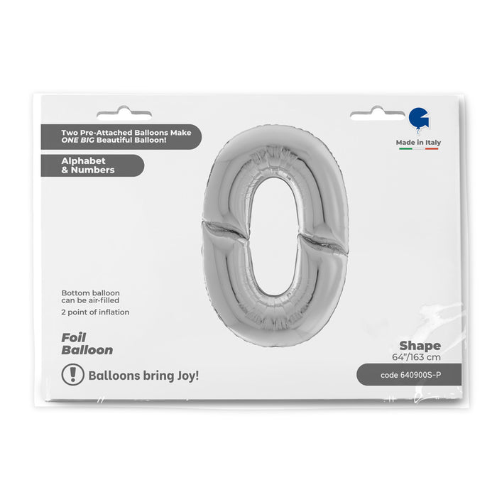 Riesenzahl Giant - Folienballon 162cm - Silber #0