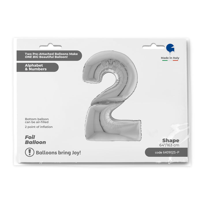 Riesenzahl Giant - Folienballon 162cm - Silber #2