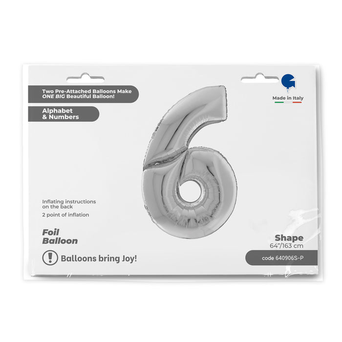 Riesenzahl Giant - Folienballon 162cm - Silber #6
