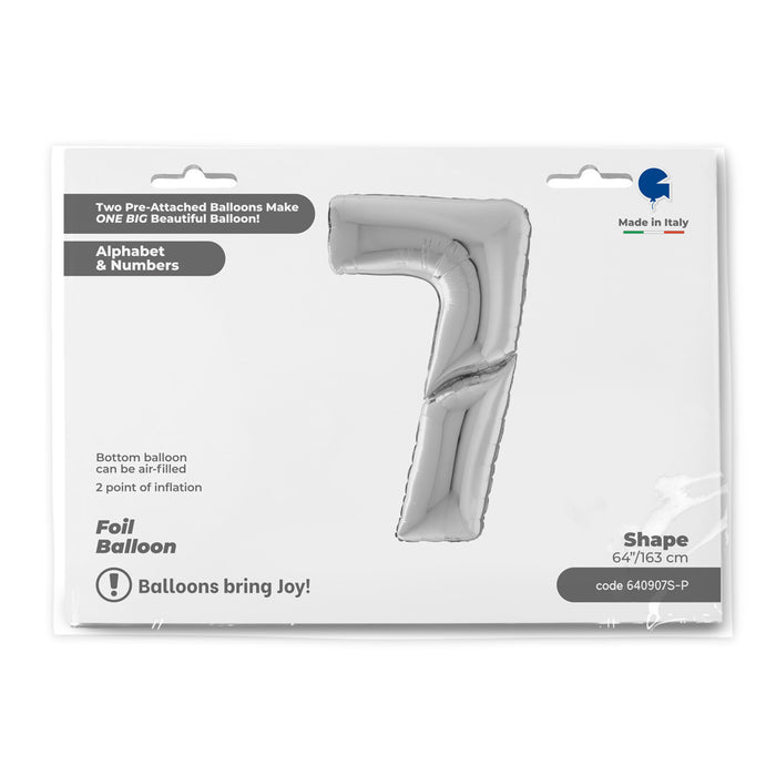 Riesenzahl Giant - Folienballon 162cm - Silber #7