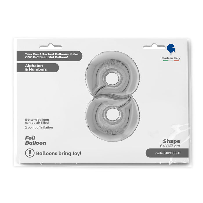 Riesenzahl Giant - Folienballon 162cm - Silber #8