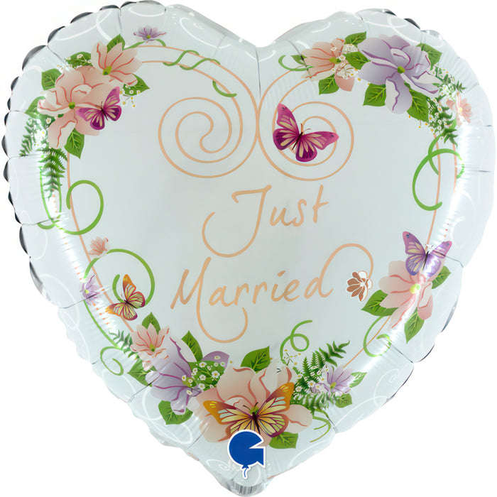 ABC18 Just Married Herz Blumen 53 cm