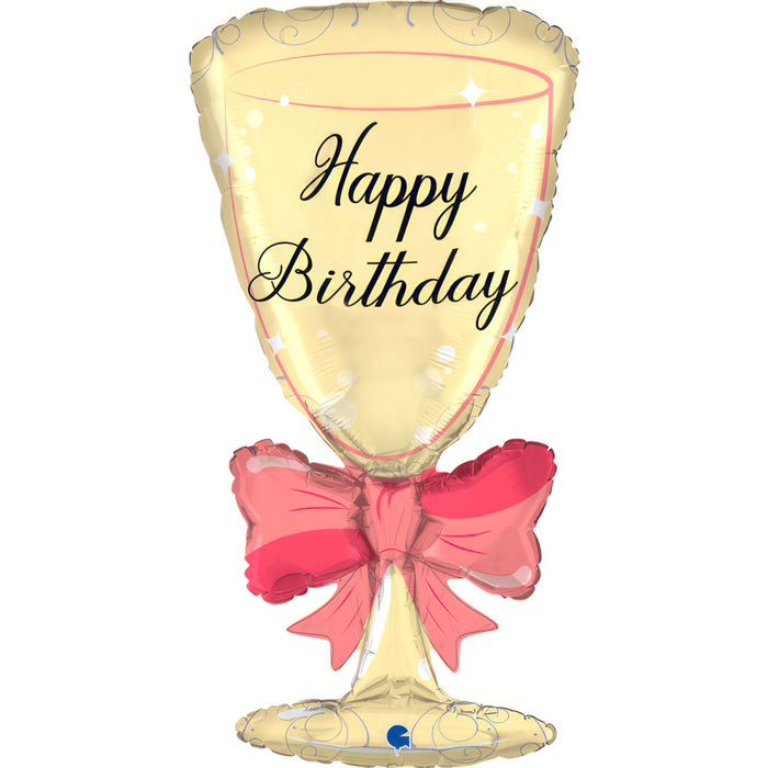 Shape Folienballon "Happy Birthday" Sektglas
