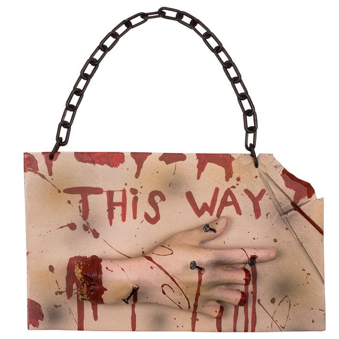 Halloween Wegweiser "This way" - Abgehackte Hand | 19x31 cm